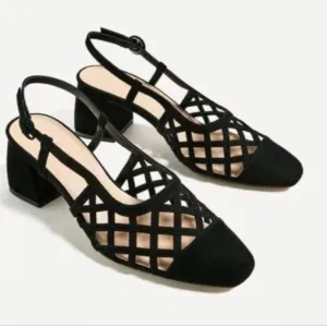 Zara cutout Elegant Black Women's Slingback Heels