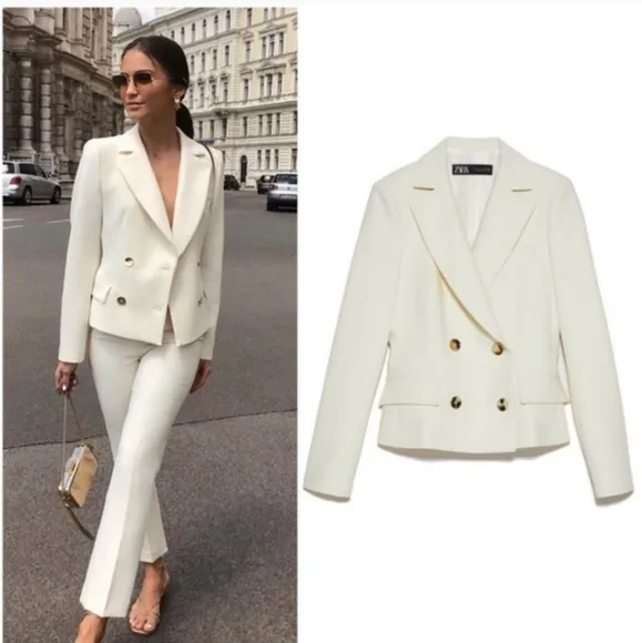 Zara * Double Breasted Cropped Blazer Size M