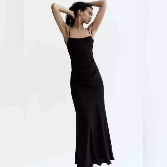 ZARA DRAPED OPEN BACK DRESS small