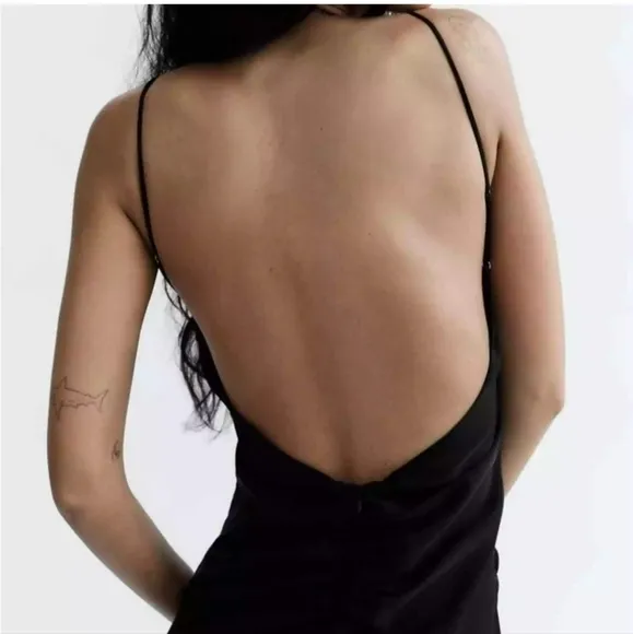 ZARA DRAPED OPEN BACK DRESS small