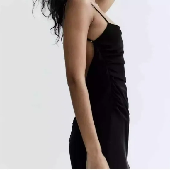 ZARA DRAPED OPEN BACK DRESS small