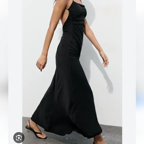 ZARA DRAPED OPEN BACK DRESS small