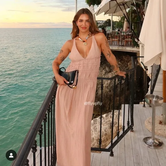 Zara Flowy Maxi Dress Pink Size XS S M