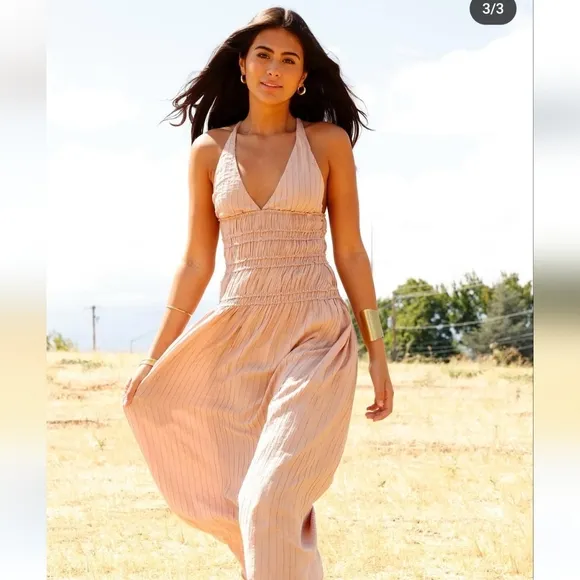 Zara Flowy Maxi Dress Pink Size XS S M
