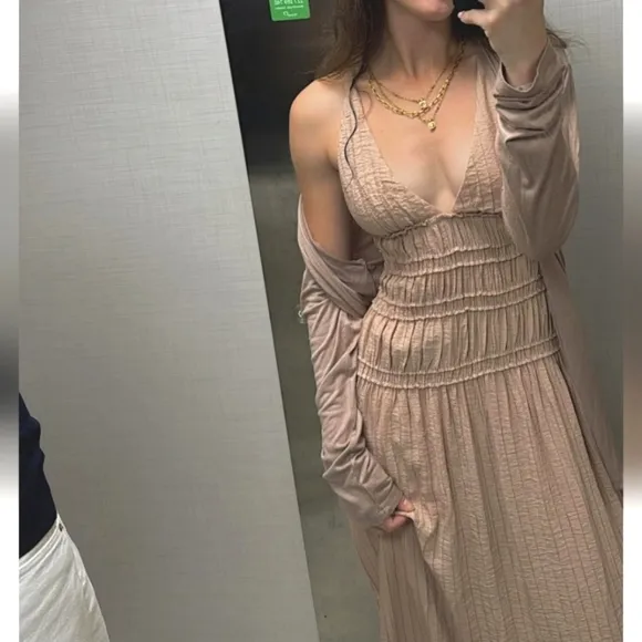 Zara Flowy Maxi Dress Pink Size XS S M