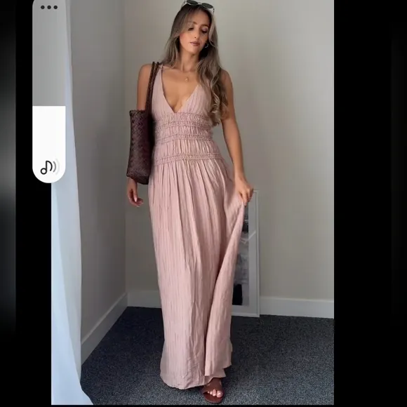 Zara Flowy Maxi Dress Pink Size XS S M