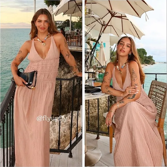 Zara Flowy Maxi Dress Pink Size XS S M
