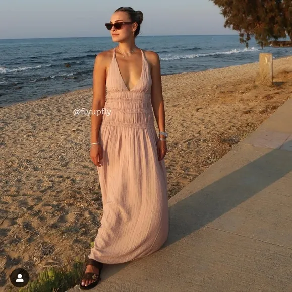 Zara Flowy Maxi Dress Pink Size XS S M