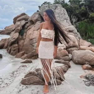 ZARA * FRINGE CROCHETED SKIRT
