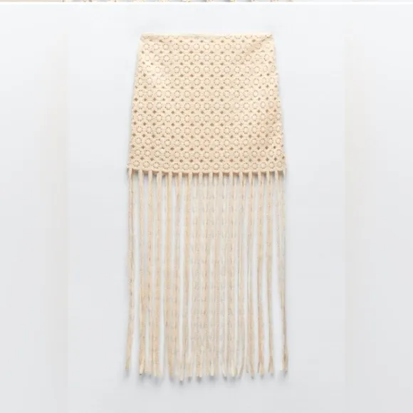 ZARA * FRINGE CROCHETED SKIRT