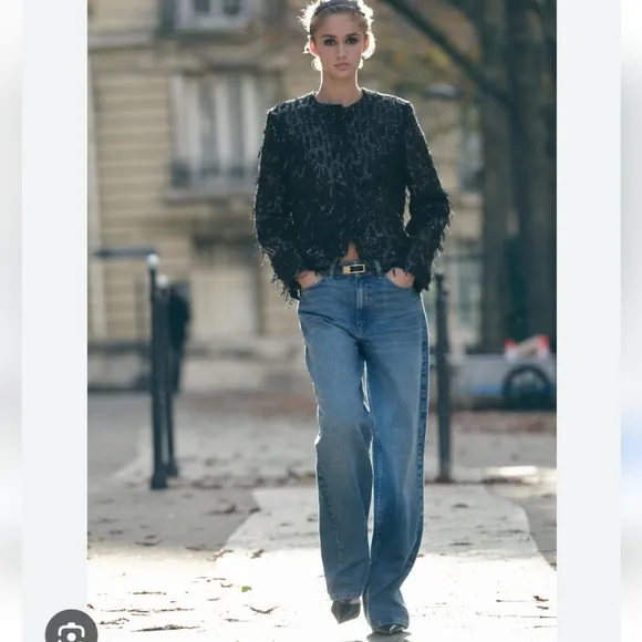 Zara fringe sequin sparkle blazer jacket