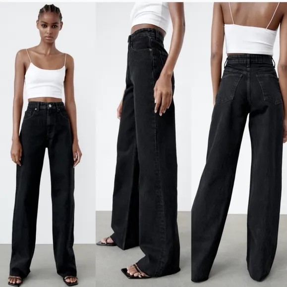 Zara high waisted wide leg jeans Size 2/34