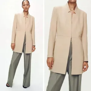 ZARA INVERTED LAPEL  Blazer Dress Coat Cream Size XS