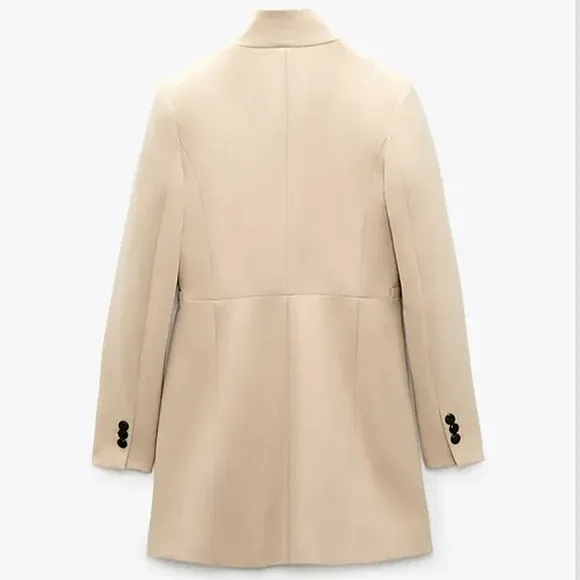 ZARA INVERTED LAPEL  Blazer Dress Coat Cream Size XS