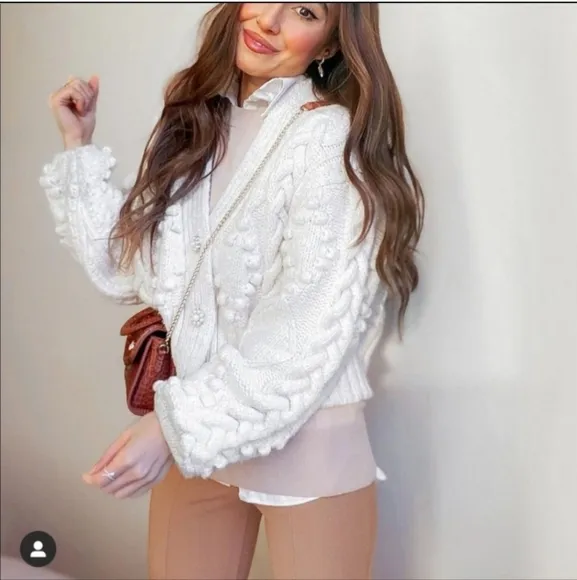 Zara knit cardigan jewel buttons cream Size S