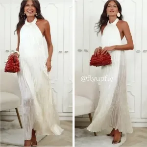 Zara  Long Pleated Halter Neck Dress Size XS/S M/L