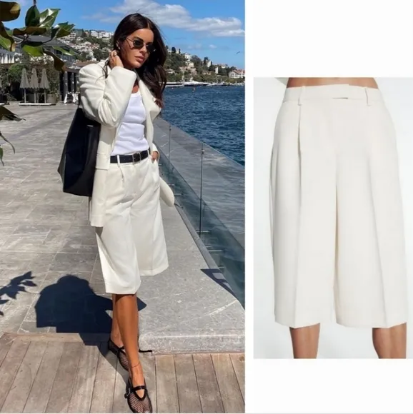 Zara Long Pleated Shorts Bermuda Size S