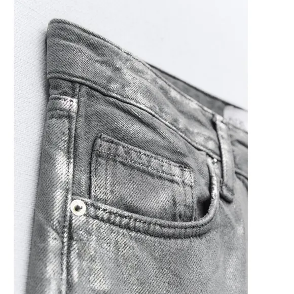Zara Metallic Wide Leg Jeans