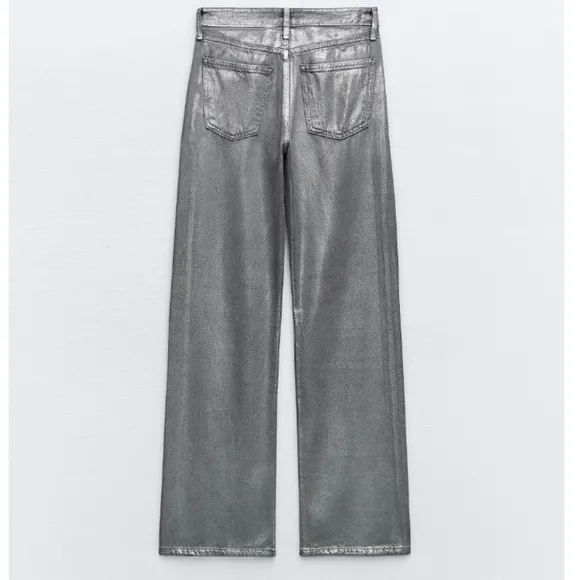 Zara Metallic Wide Leg Jeans