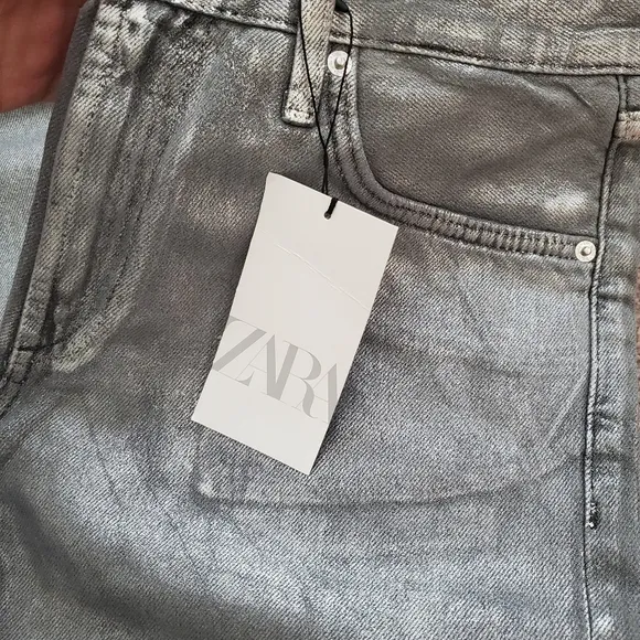 Zara Metallic Wide Leg Jeans