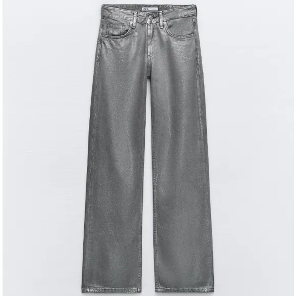 Zara Metallic Wide Leg Jeans
