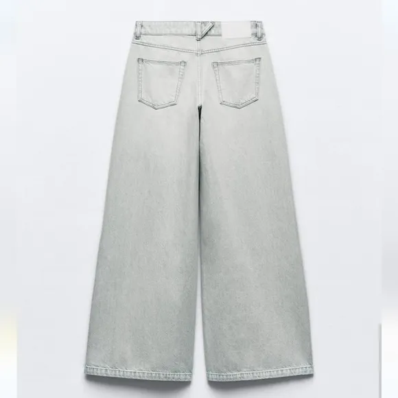 ZARA mid rise palazzo wide jeans grey