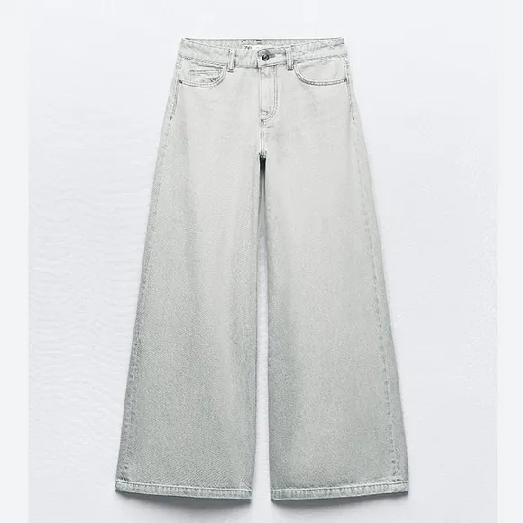 ZARA mid rise palazzo wide jeans grey