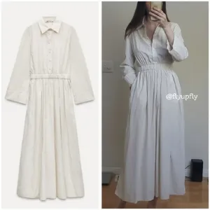 ZARA MIDI SHIRT DRESS Cream Size M &amp; L