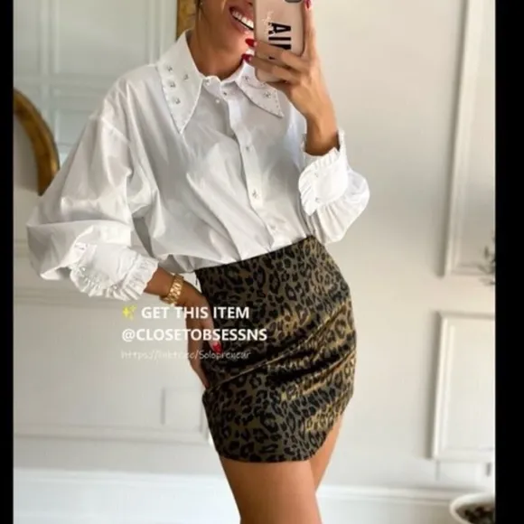 Zara mini leopard print cheetah mini satin skirt