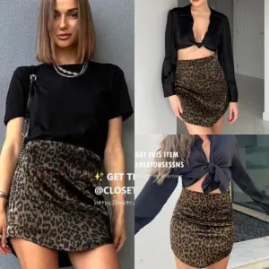 Zara mini leopard print cheetah mini satin skirt