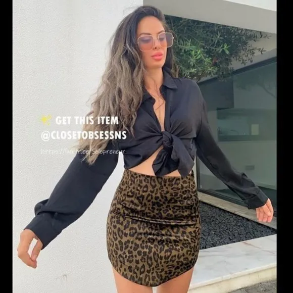 Zara mini leopard print cheetah mini satin skirt