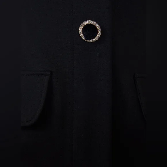 Zara NWT Black Fitted Mini Dress withEmbellished crystal buttons, button front