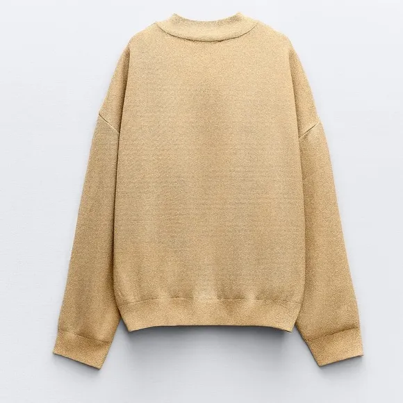 Zara NWT gold oversized bomber jacket