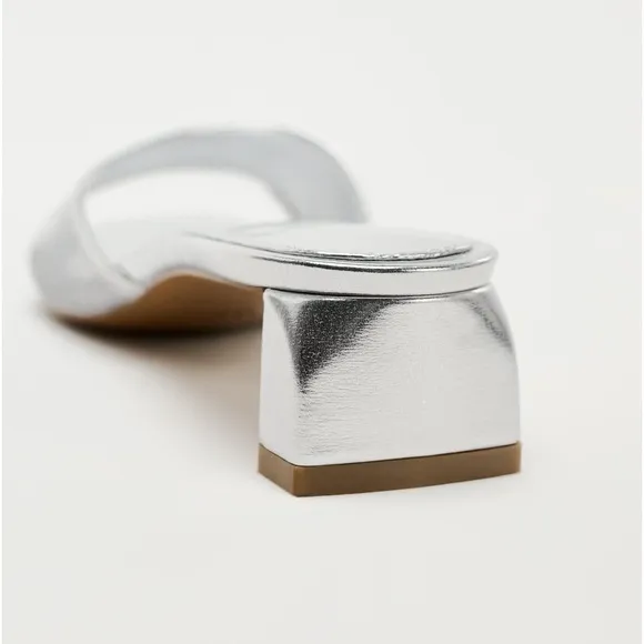 Zara NWT Metallic mesh heeled slides