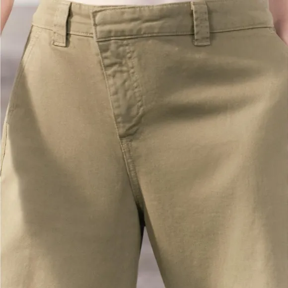 Zara NWT Wrap chino pants ZW collection denim jeans khaki/olive