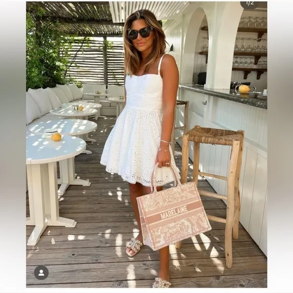 Zara Openwork Embroidered Eyelet Dress White NWT XS