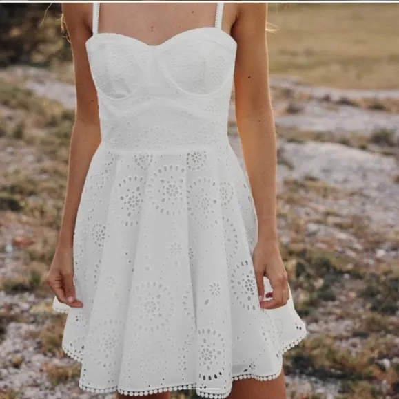 Zara Openwork Embroidered Eyelet Dress White NWT XS