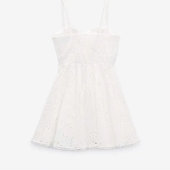 Zara Openwork Embroidered Eyelet Dress White NWT XS