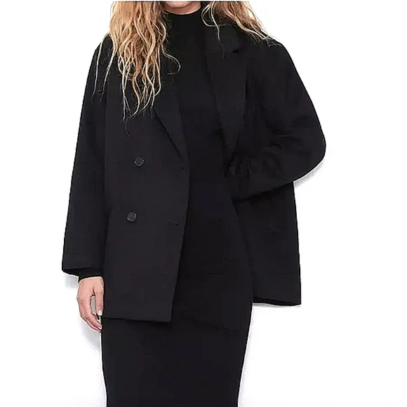 Zara  Oversized double breasted  Coat Black Size XS NWT