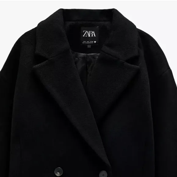Zara  Oversized double breasted  Coat Black Size XS NWT