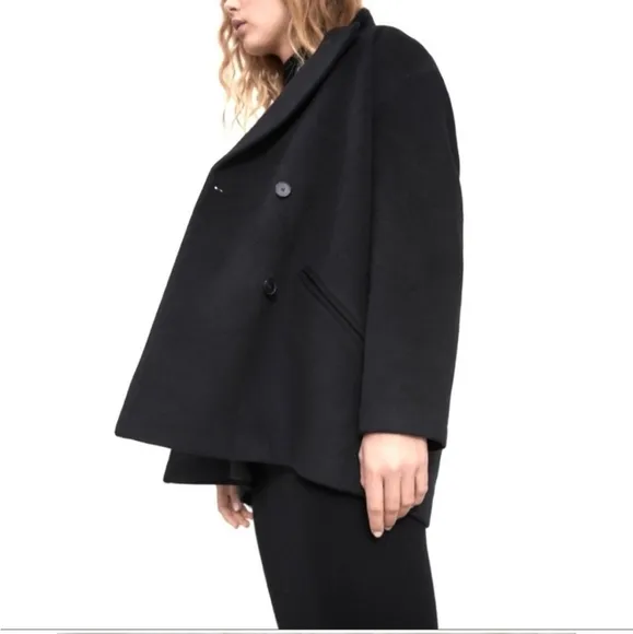 Zara  Oversized double breasted  Coat Black Size XS NWT
