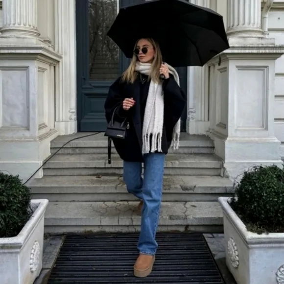 Zara  Oversized double breasted  Coat Black Size XS NWT