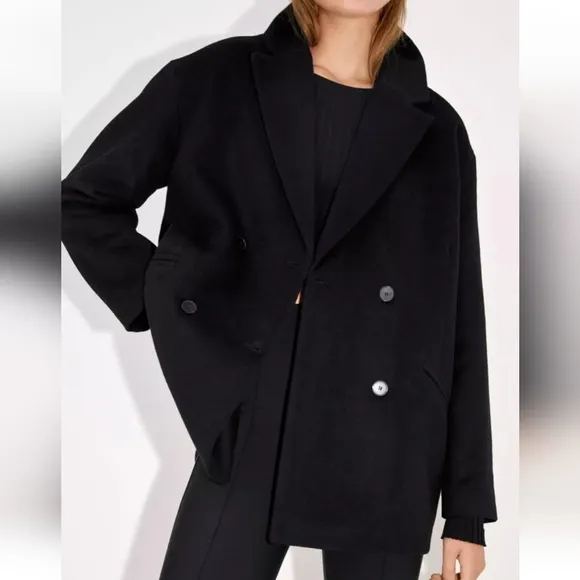 Zara  Oversized double breasted  Coat Black Size XS NWT