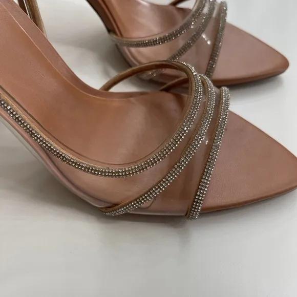 Zara peep toe rhinestone clear vinyl pvc slingback heels
