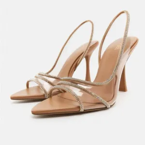 Zara peep toe rhinestone clear vinyl pvc slingback heels