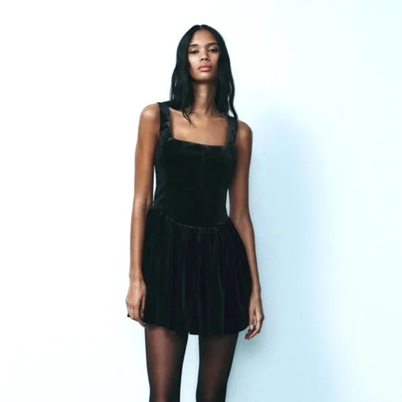 Zara Ruched Velvet Corset Dress
