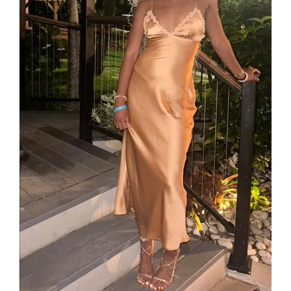 Zara Satin Effect Dress Ruffles Size L