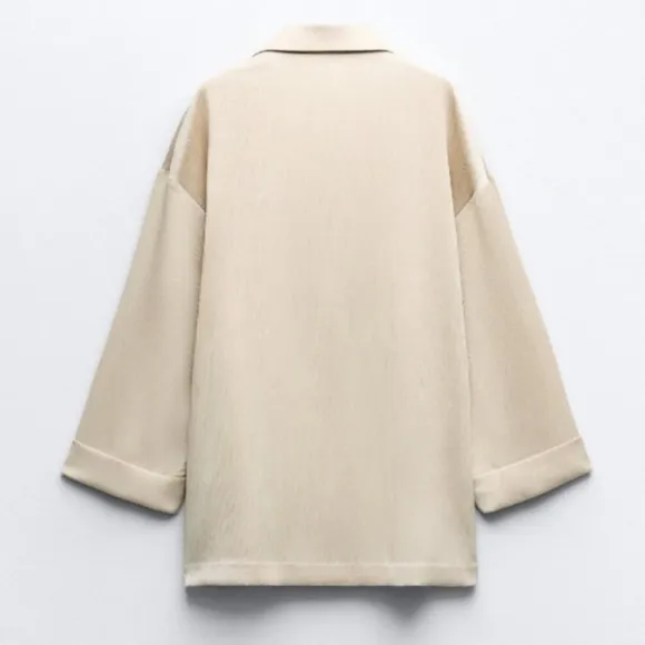 Zara Set Wrinkle Satin Effect Blazer Size L