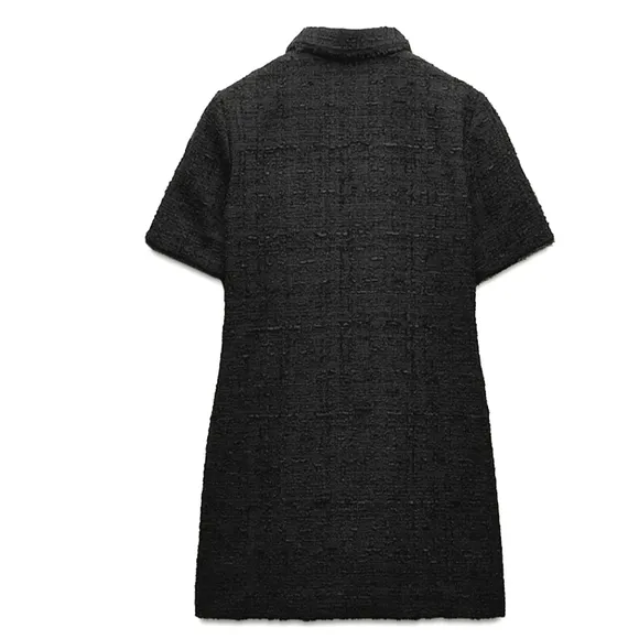Zara tweed textured weave dress Black Size S