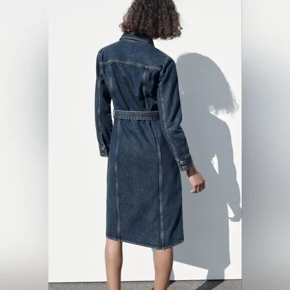 ZARA DENIM MIDI DRESS